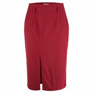 Rihoas Maroon Corduroy Midi Skirt Slit High Waist Small NWT Minimalist Casual